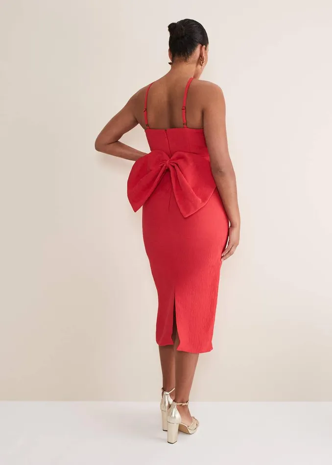Phase Eight Dresses Women Sherani Bodycon Midi Dress Red