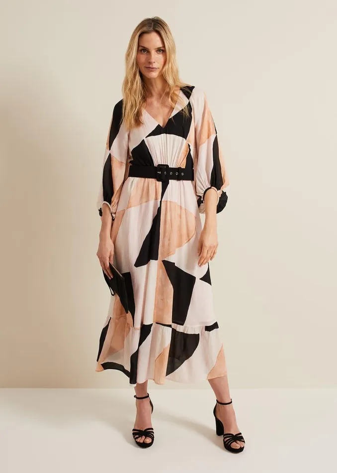 Phase Eight Dresses Women Sophia Colourblock Belted Midi Dress Multicoloured