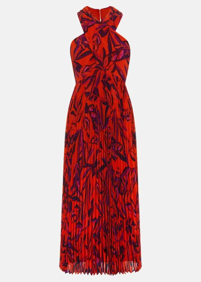 Phase Eight Dresses Women Sorella Pleated Midi Dress Vermillionmulti