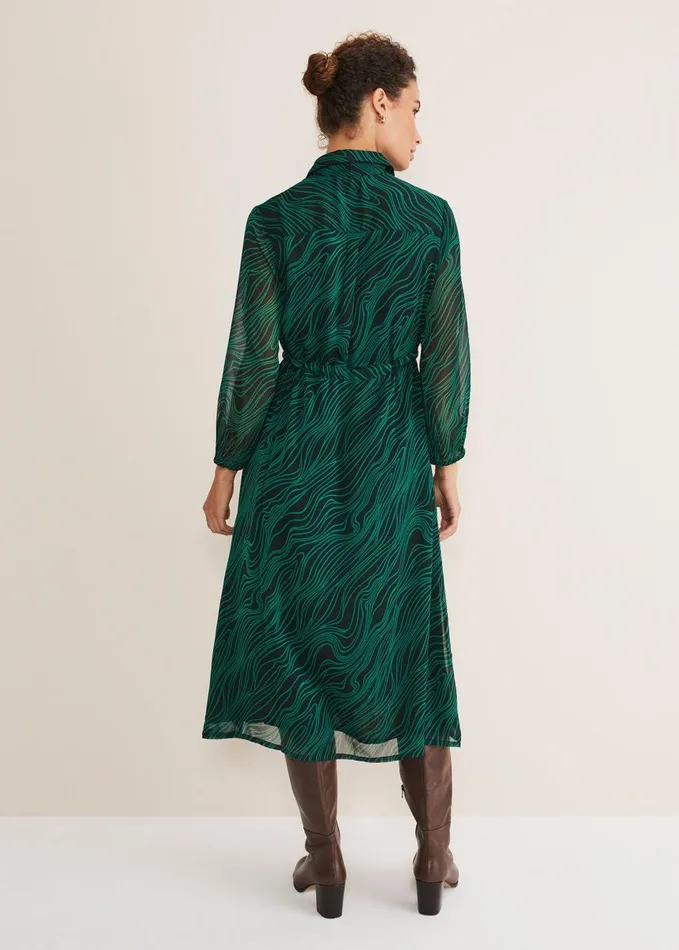 Phase Eight Dresses Women Tana Swirl Chiffon Midi Dress Dark Greenlight Green Phase Eight Dresses Women Tana Swirl Chiffon Midi Dress Dark Greenlight Green