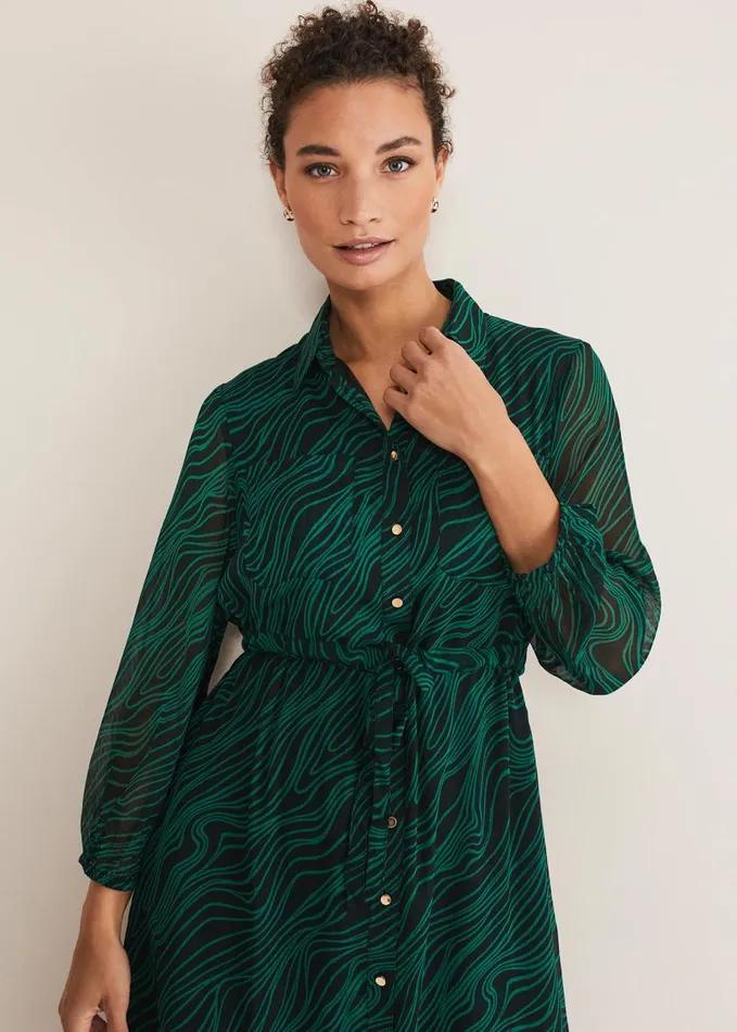 Phase Eight Dresses Women Tana Swirl Chiffon Midi Dress Dark Greenlight Green Phase Eight Dresses Women Tana Swirl Chiffon Midi Dress Dark Greenlight Green
