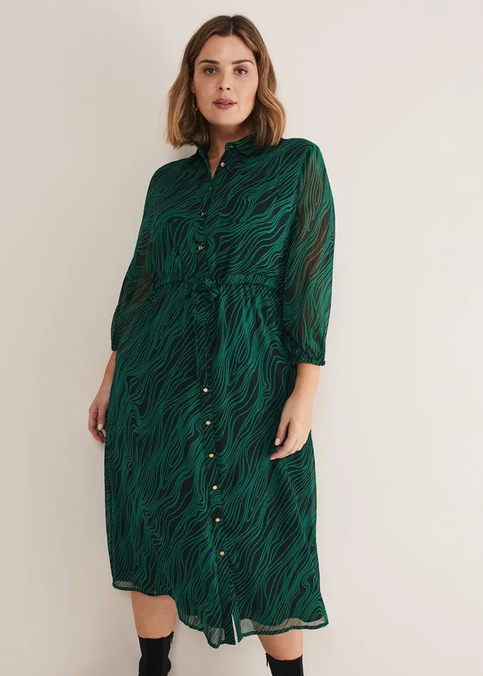 Phase Eight Dresses Women Tana Swirl Chiffon Midi Dress Dark Greenlight Green Phase Eight Dresses Women Tana Swirl Chiffon Midi Dress Dark Greenlight Green