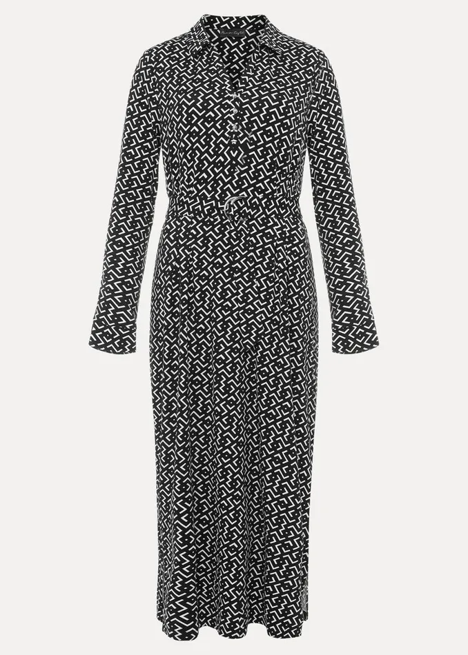 Phase Eight Dresses Women Teigan Abstract Print Midi Dress Blackivory