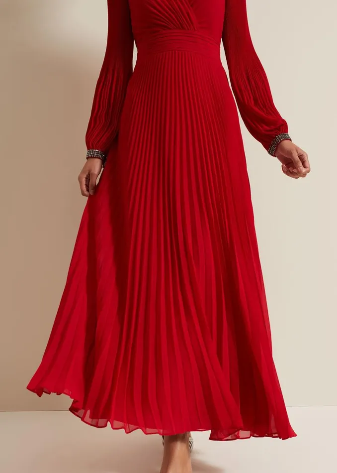 Phase Eight Dresses Women Vila Red Pleated Maxi Dress Red