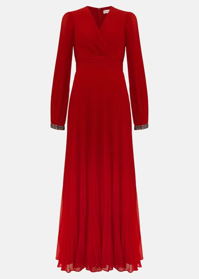 Phase Eight Dresses Women Vila Red Pleated Maxi Dress Red