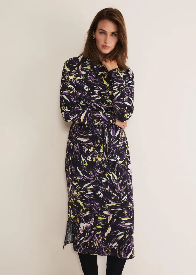 Phase Eight Dresses Women Zenobia Printed Jersey Dress Bluechocolate
