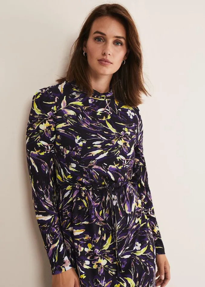 Phase Eight Dresses Women Zenobia Printed Jersey Dress Bluechocolate