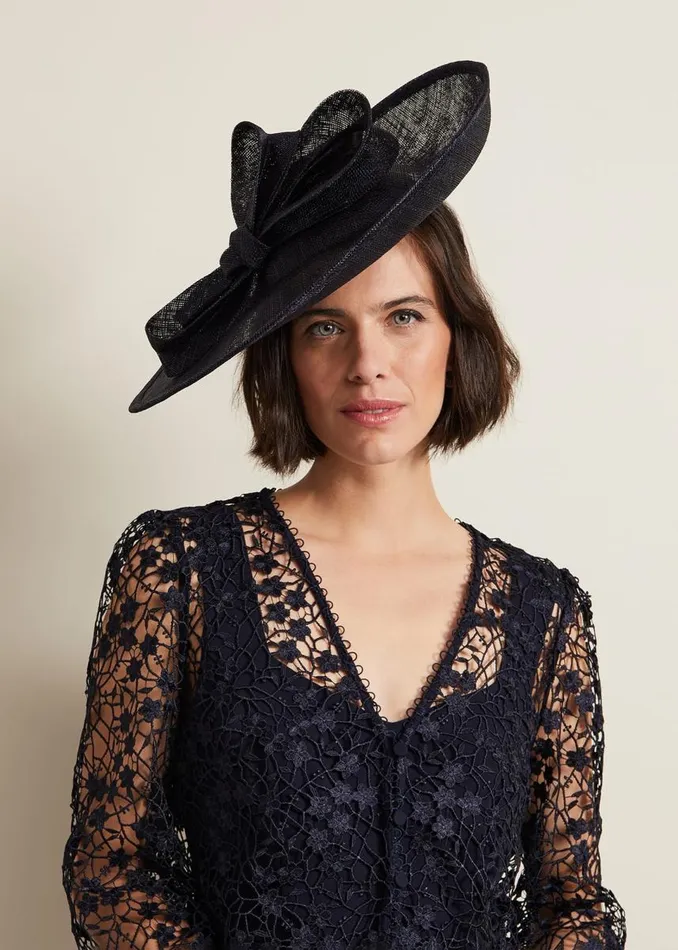 Phase Eight Fascinators and Hats Women Bow Detail Statement Disc Fascinator Navy