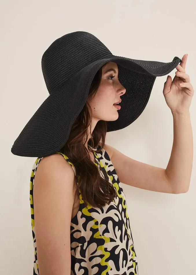 Phase Eight Fascinators and Hats Women Oversized Straw Hat Black
