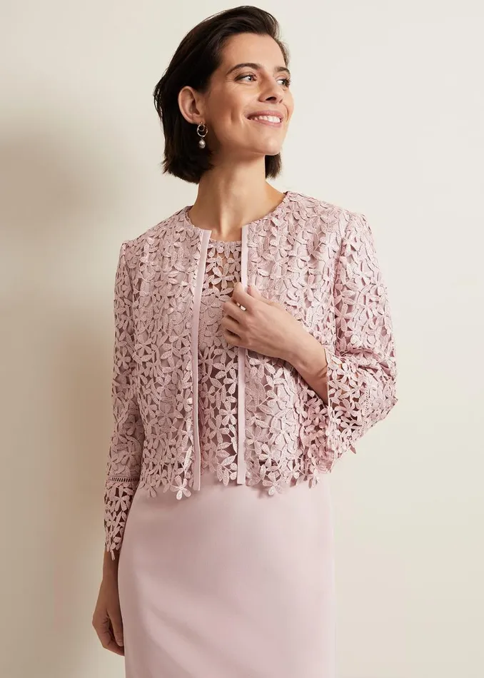 Phase Eight Jackets Women Daisy Lace Jacket Pale Pink