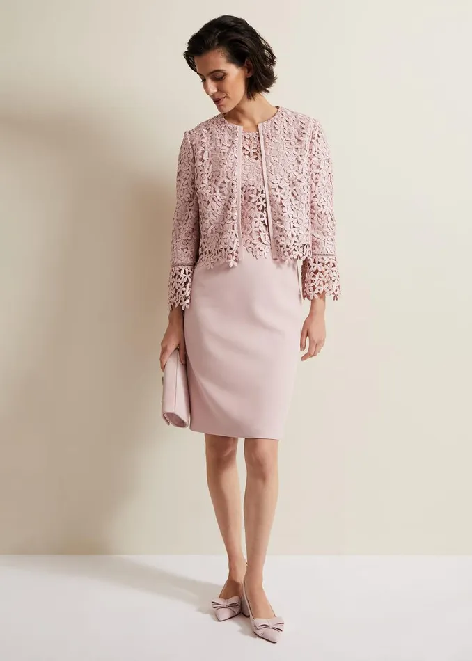 Phase Eight Jackets Women Daisy Lace Jacket Pale Pink
