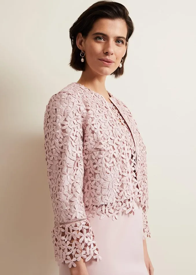 Phase Eight Jackets Women Daisy Lace Jacket Pale Pink