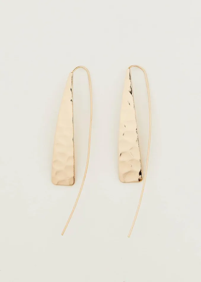 Phase Eight Jewellery Women Hammered Pull Through Drop Earring Gold