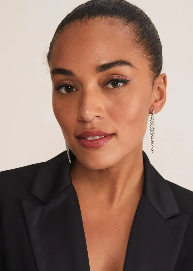 Phase Eight Jewellery Women Silver Graduated Stone Drop Earrings Silver