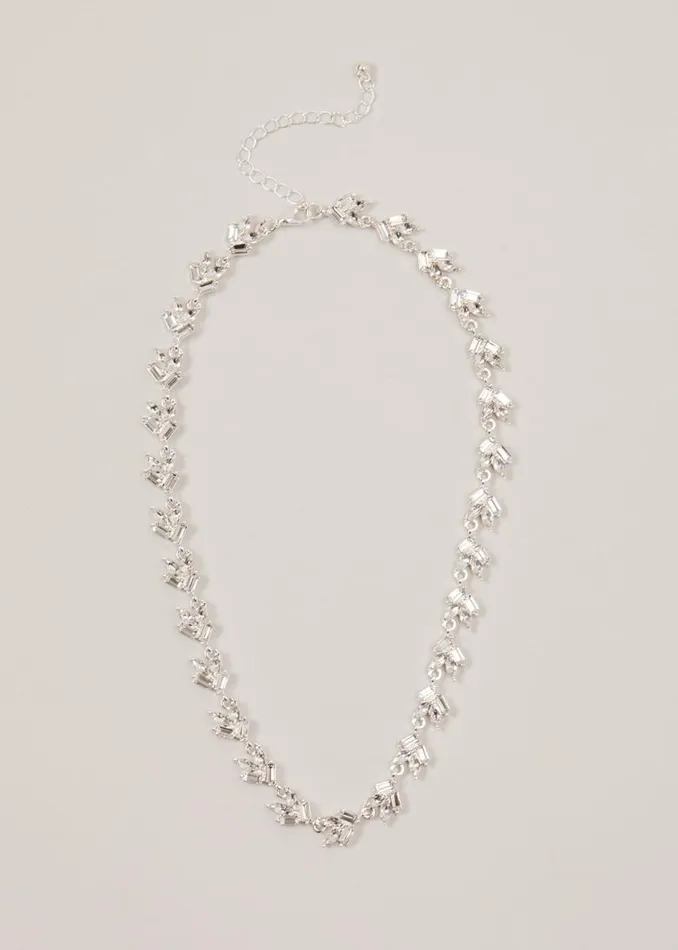 Phase Eight Jewellery Women Silver Plated Stone Cluster Necklace Silver