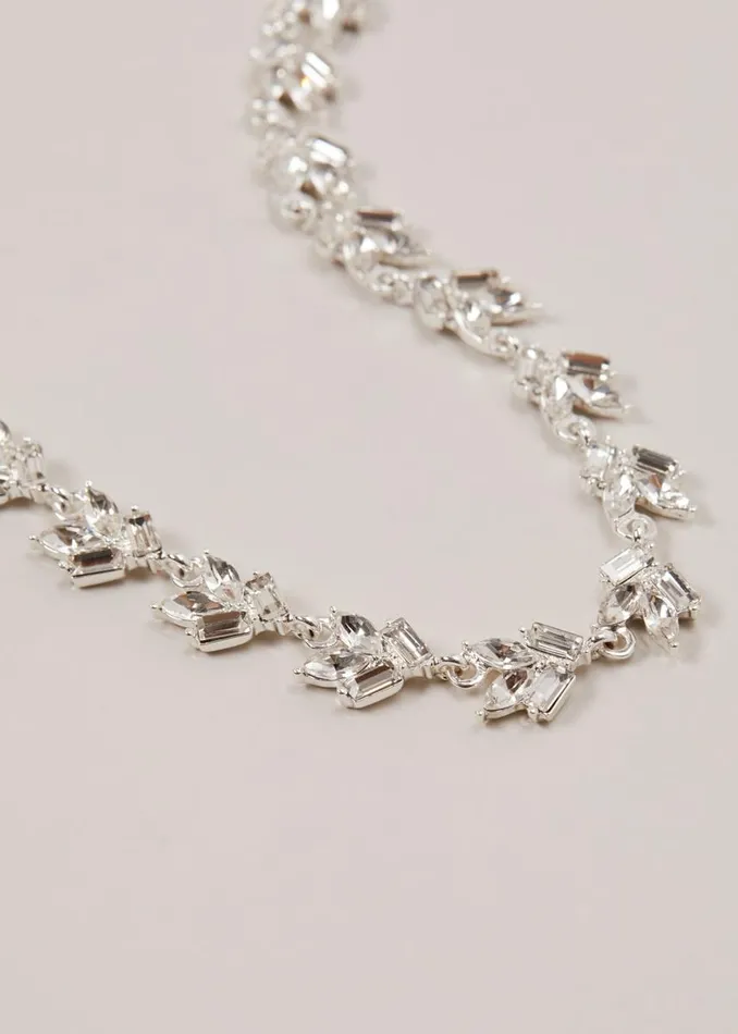 Phase Eight Jewellery Women Silver Plated Stone Cluster Necklace Silver