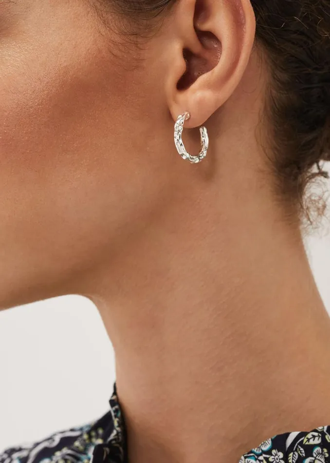 Phase Eight Jewellery Women Twist Mini Hoop Earring Silver
