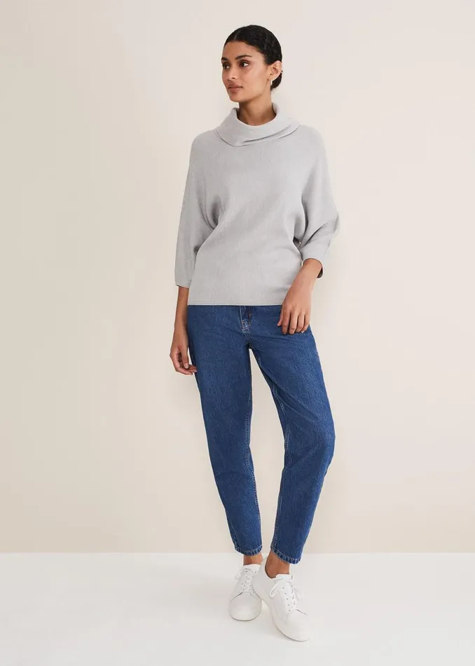 Phase Eight Knitwear Women Camillan Cowl Neck Knit Jumper Pale Grey