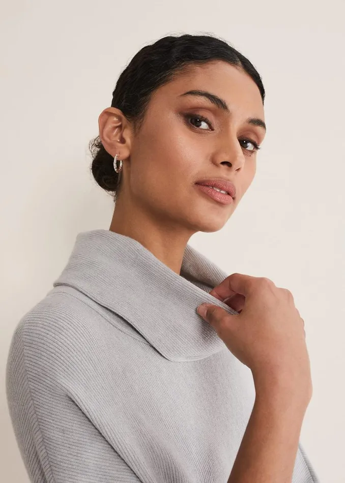 Phase Eight Knitwear Women Camillan Cowl Neck Knit Jumper Pale Grey