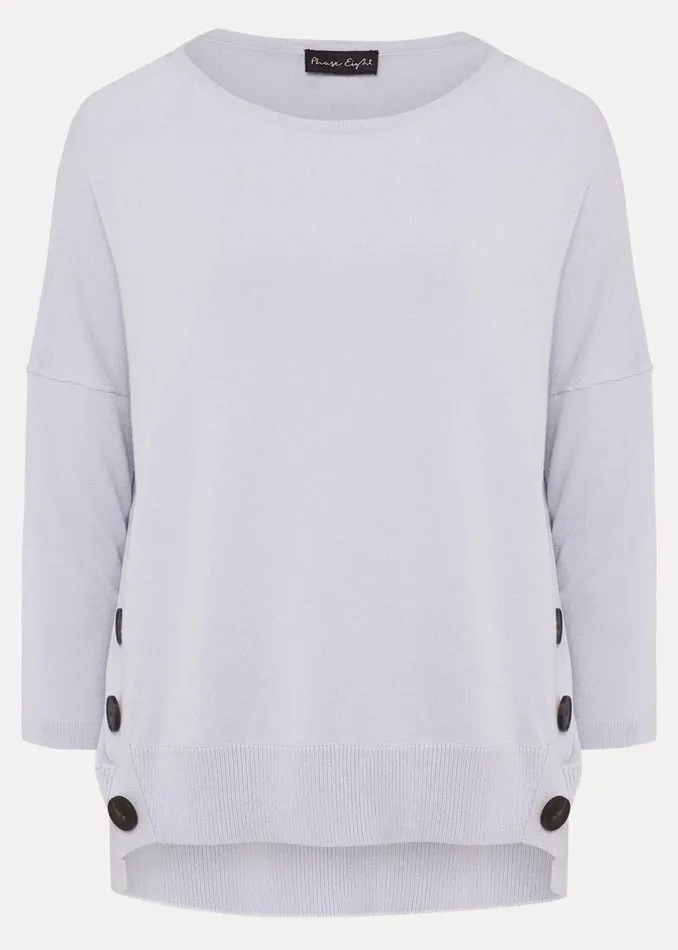 Phase Eight Knitwear Women Linda Button Trim Knit Pale Blue