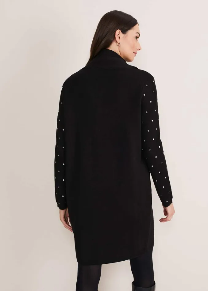 Phase Eight Knitwear Women Paloma Stud Sleeve Knit Coat Black
