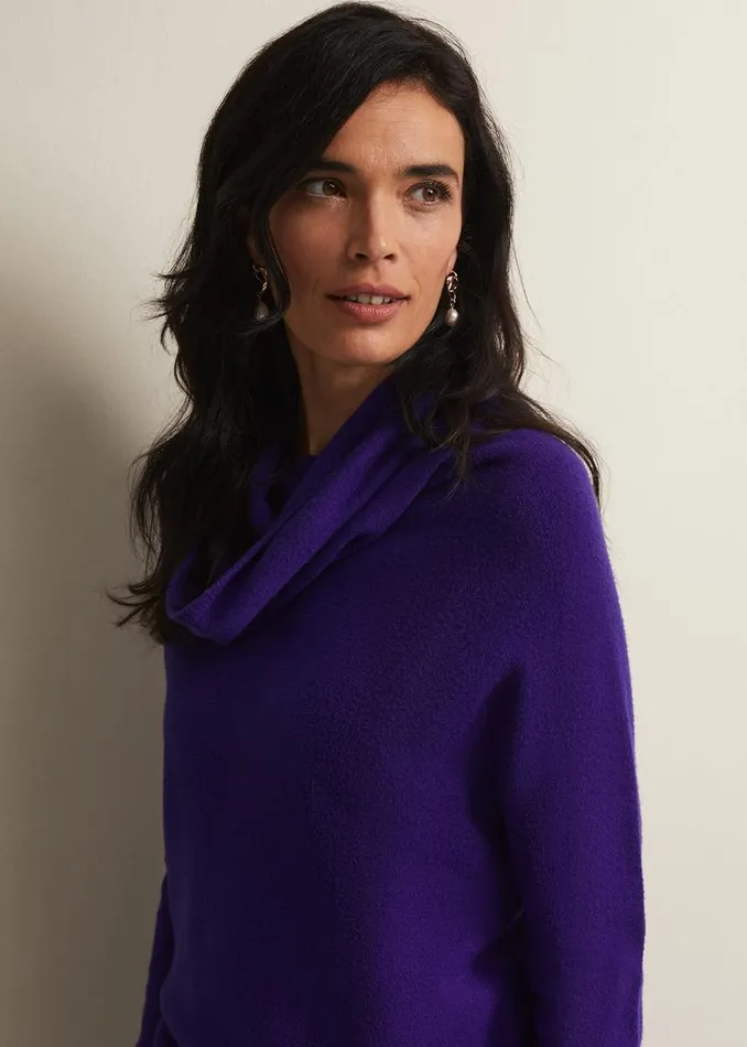 Phase Eight Knitwear Women Rylee Fine Knit Roll Neck Jumper Purple