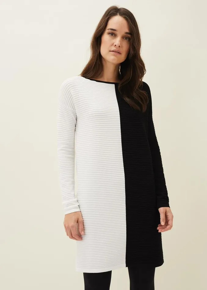 Phase Eight Knitwear Women Sherrie Ribbed Colourblock Knit Tunic Dress Blackivory Phase Eight Knitwear Women Sherrie Ribbed Colourblock Knit Tunic Dress Blackivory