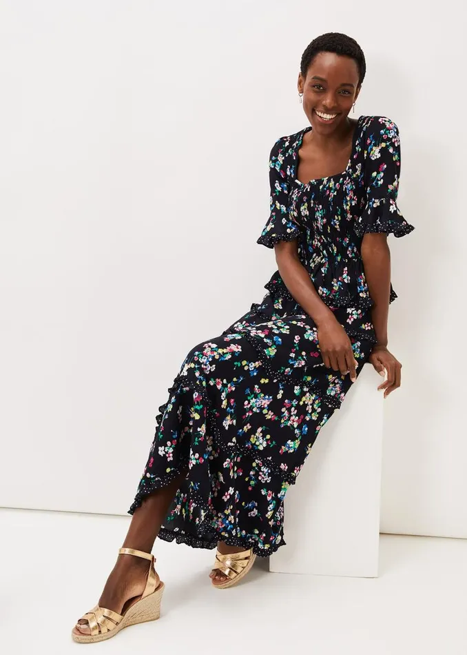 Phase Eight Skirts Women Hudson Floral Tiered CoOrd Skirt Blackivory