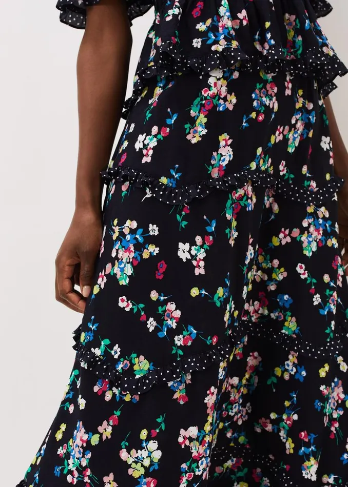 Phase Eight Skirts Women Hudson Floral Tiered CoOrd Skirt Blackivory