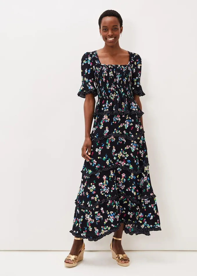 Phase Eight Skirts Women Hudson Floral Tiered CoOrd Skirt Blackivory