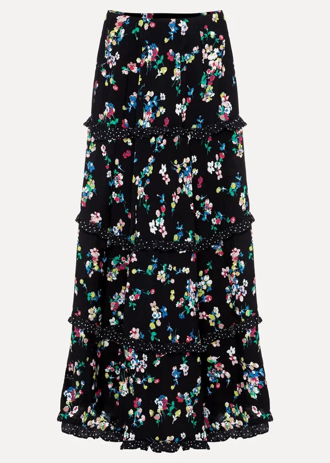 Phase Eight Skirts Women Hudson Floral Tiered CoOrd Skirt Blackivory