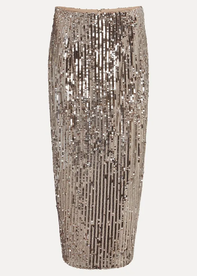 Phase Eight Skirts Women Milani Sequin Pencil Midi Skirt Silver