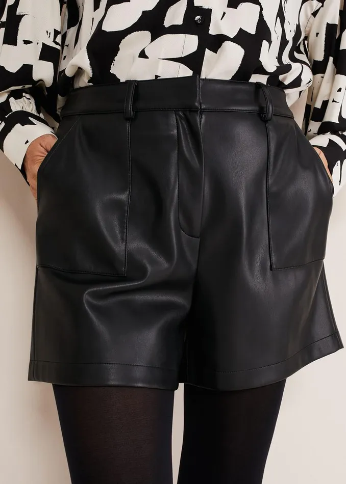 Phase Eight Trousers Women Hadley Pleather Shorts Black
