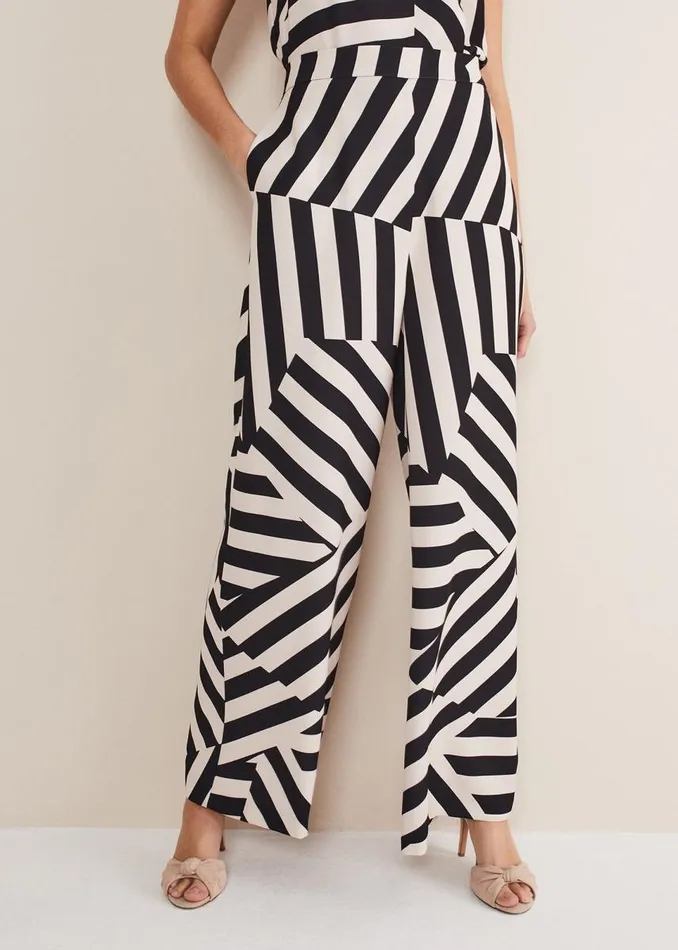Phase Eight Trousers Women Phillis Striped Wide Leg Trousers Blackpink