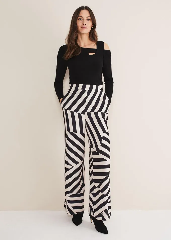 Phase Eight Trousers Women Phillis Striped Wide Leg Trousers Blackpink