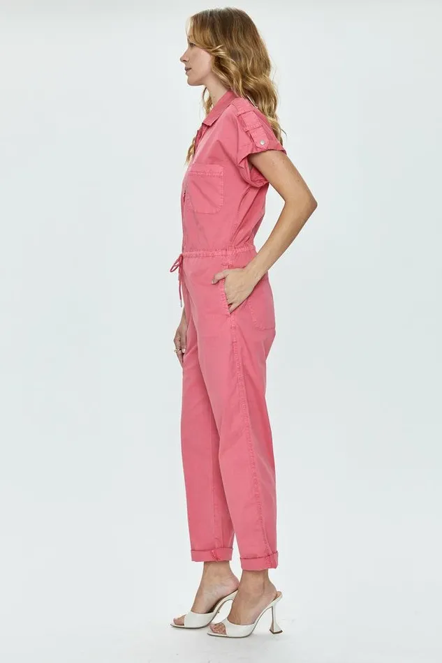 Pistola Denim Jumpsuits and Rompers Women Jordan Short Sleeve Zip Front Jumpsuit 8211 Pink Punch Pink Punch