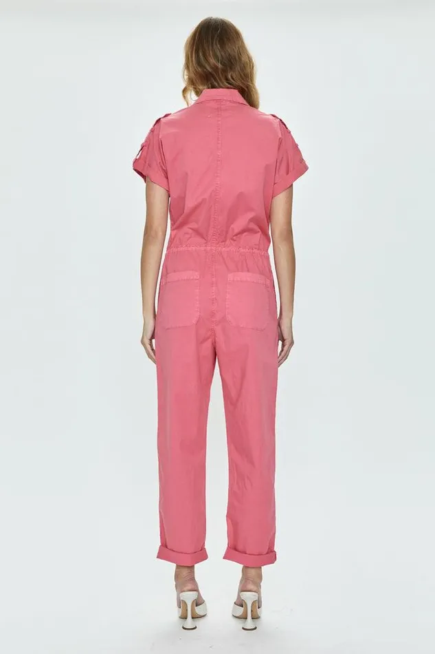 Pistola Denim Jumpsuits and Rompers Women Jordan Short Sleeve Zip Front Jumpsuit 8211 Pink Punch Pink Punch
