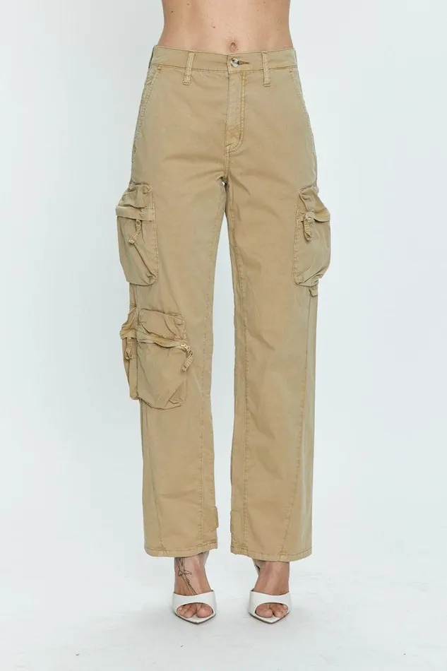 Pistola Denim Pants Women Bobbie Mid Rise Loose Straight Cargo 8211 Coconut Coconut