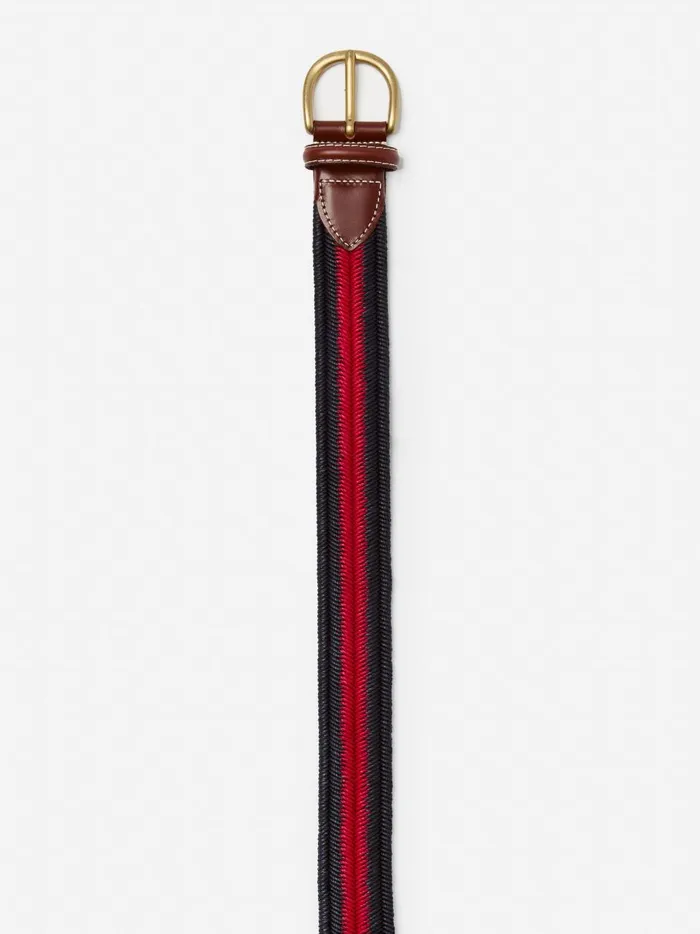 Ray Belt In Stripe Navyred Men JMcLaughlin Belts Ray Belt In Stripe Navyred Men JMcLaughlin Belts