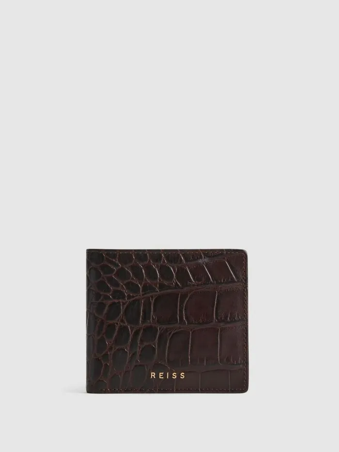 Reiss Bags Men Leather Wallet In Chocolate