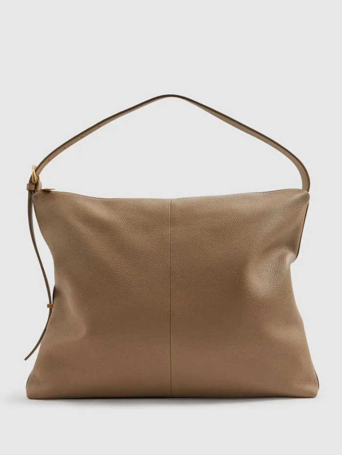 Reiss Bags Women Grained Leather Tote Bag In Taupe