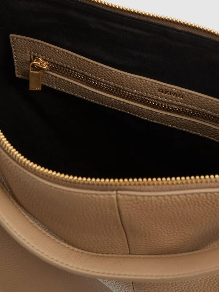 Reiss Bags Women Grained Leather Tote Bag In Taupe Reiss Bags Women Grained Leather Tote Bag In Taupe