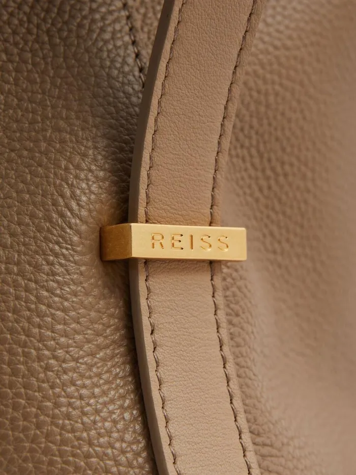 Reiss Bags Women Grained Leather Tote Bag In Taupe Reiss Bags Women Grained Leather Tote Bag In Taupe