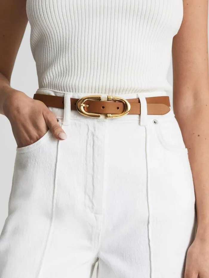 Reiss Belts Women Horseshoe Belt In Tan Reiss Belts Women Horseshoe Belt In Tan