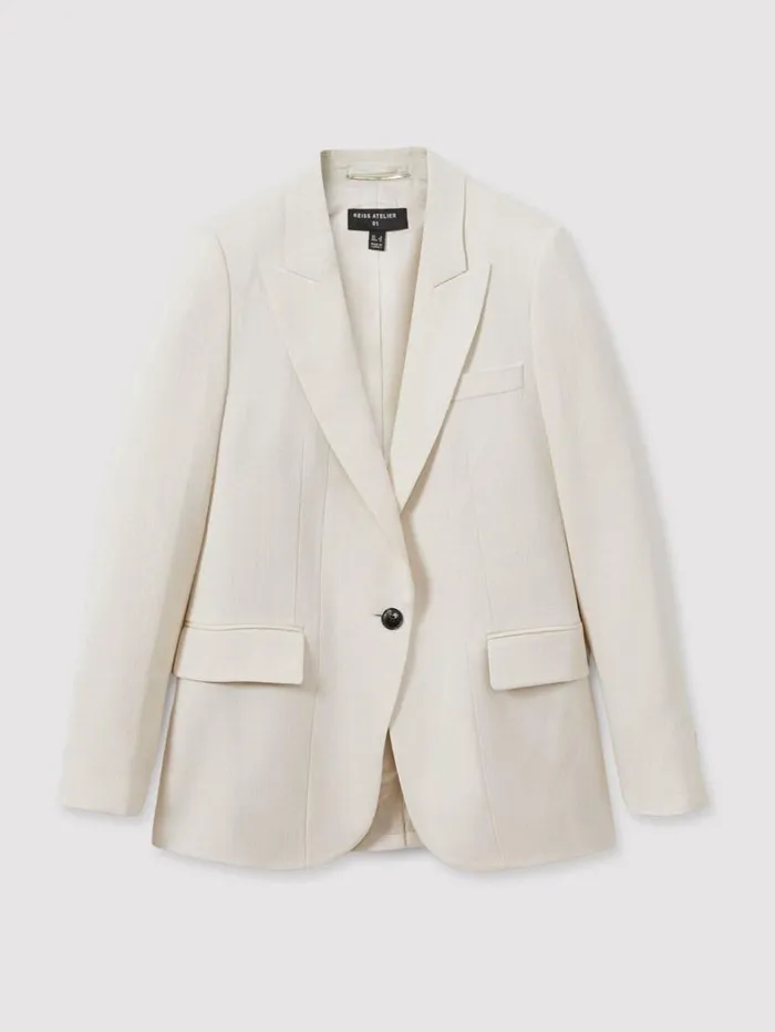 Reiss Blazers and Jackets Women Atelier Single Breasted Suit Jacket With Virgin Wool In Ivory Reiss Blazers and Jackets Women Atelier Single Breasted Suit Jacket With Virgin Wool In Ivory