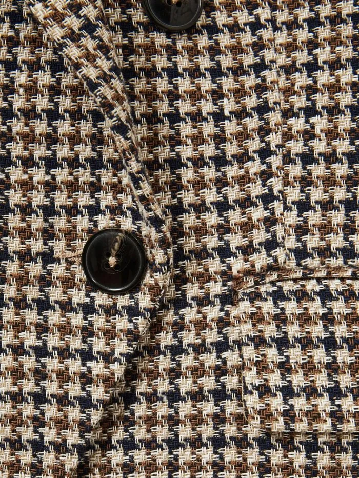 Reiss Blazers and Jackets Women CottonLinen DoubleBreasted HoundstoothCheck Blazer In Navy Neutral Check Reiss Blazers and Jackets Women CottonLinen DoubleBreasted HoundstoothCheck Blazer In Navy Neutral Check