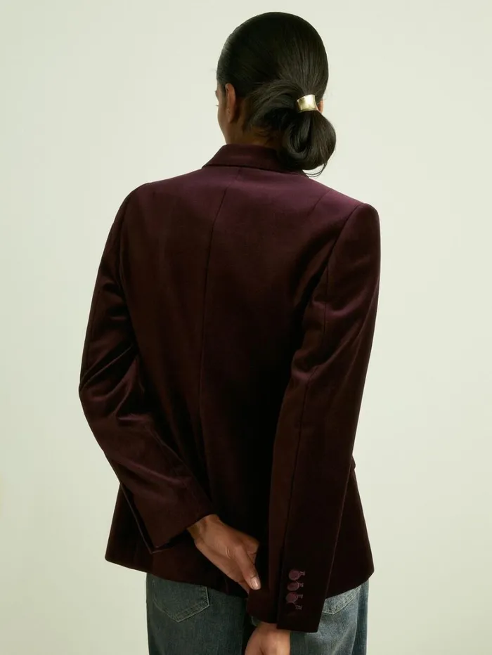 Reiss Blazers and Jackets Women Cotton Velvet Blazer In Burgundy Reiss Blazers and Jackets Women Cotton Velvet Blazer In Burgundy