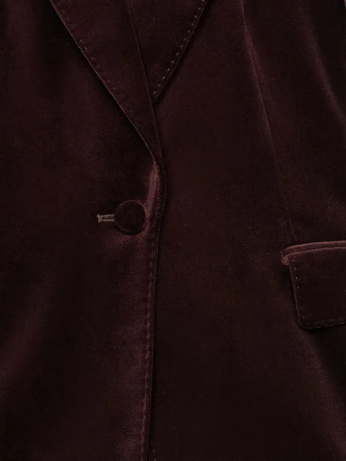 Reiss Blazers and Jackets Women Cotton Velvet Blazer In Burgundy Reiss Blazers and Jackets Women Cotton Velvet Blazer In Burgundy