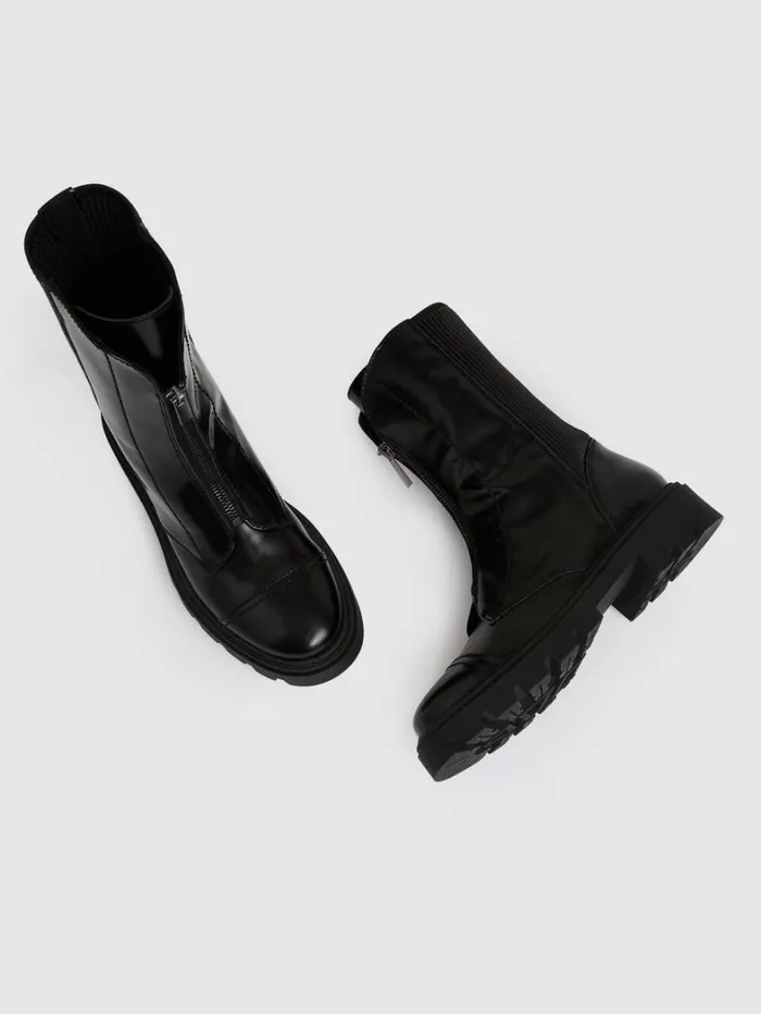 Reiss Boots Women Leather ZipFront Ankle Boots In Black Reiss Boots Women Leather ZipFront Ankle Boots In Black