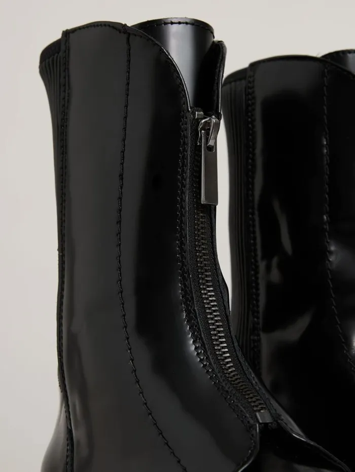 Reiss Boots Women Leather ZipFront Ankle Boots In Black Reiss Boots Women Leather ZipFront Ankle Boots In Black